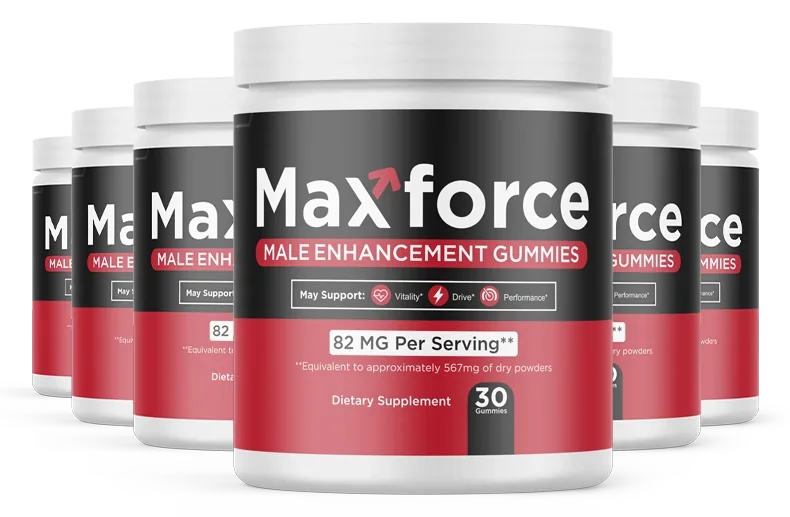 6 white-capped Maxforce tubs with the black and red label
